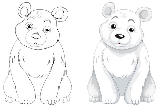 Doodle animal outline of polar bear