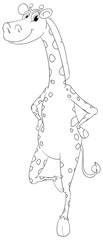 Doodle animal outline of giraffe standing