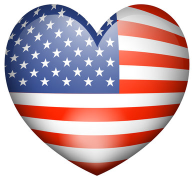 Icon design for flag of America in heart shape