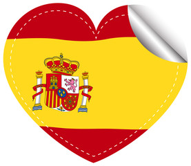 Obraz premium Sticker design for Spain in heart shape