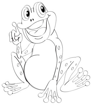 Doodle animal outline of happy frog
