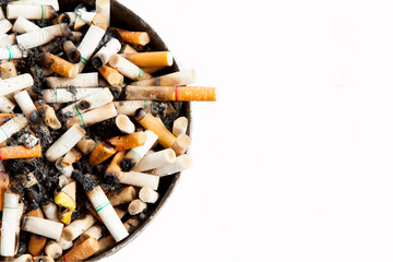 Pile of cigarette butts ,root to be the lung cancer