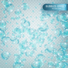 Water bubbles isolated on a transparent checkered background.