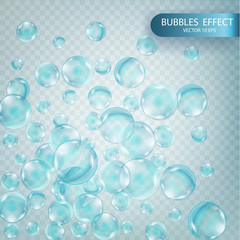 Water bubbles isolated on a transparent checkered background.