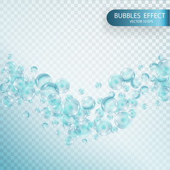 Water bubbles isolated on a transparent checkered background. - obrazy, fototapety, plakaty
