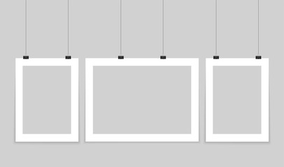 Vector blank poster with transparent vector shadow on gray background. Vector template, mock up