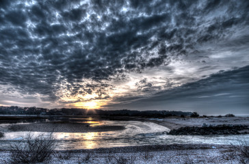 Winter Sunset at Flax Pond