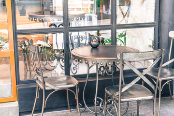 empty table and chair in cafe