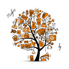 Music instruments tree, sketch for your design