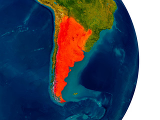 Argentina on model of planet Earth