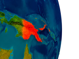 Papua New Guinea on model of planet Earth