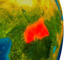 Central Africa on model of planet Earth
