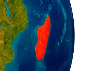 Madagascar on model of planet Earth