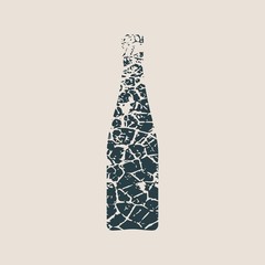 Ancient wine bottle silhouette. Vector grunge style illustration.