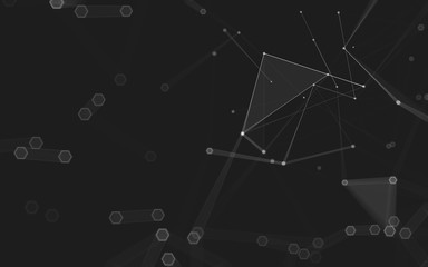 Abstract polygonal space low poly dark background, 3d rendering