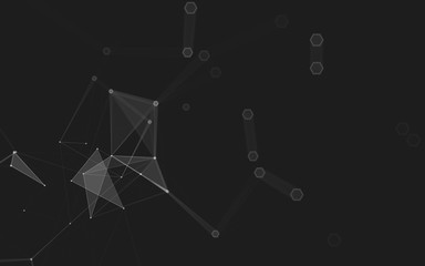 Abstract polygonal space low poly dark background, 3d rendering