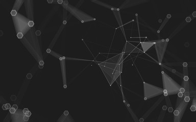 Abstract polygonal space low poly dark background, 3d rendering