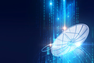 3d illustration of Satellite dish  on abstract technology background