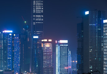 illuminated cityscape at night,panoramic view in city of China.