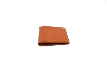 wallet brown synthetic leather isolated on white background