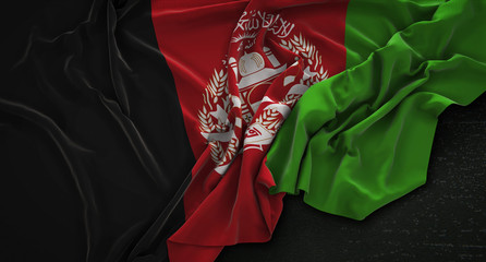 Afghanistan Flag Wrinkled On Dark Background 3D Render