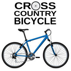 Cross-country bike. Detailed drawing. White background. Isolated object. Vector.