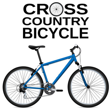 Cross-country bike. Detailed drawing. White background. Isolated object. Vector.