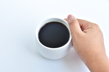 white coffee cup on white background.