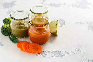 Homemade baby vegetable and fruit puree
