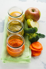 Homemade baby vegetable and fruit puree