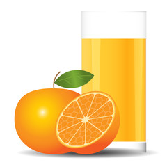 orange juice on white background