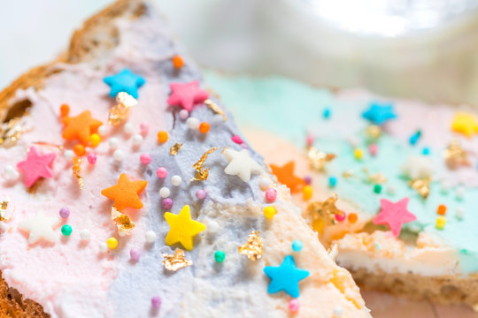 Unicorn Food Toasted Bread With Colorfur Cream Cheese