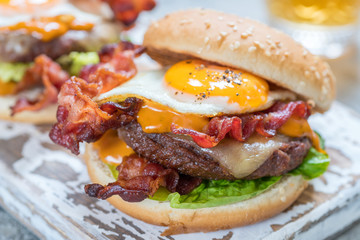 Bacon Burger with Egg Lettuce and Cheese