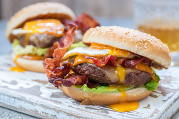 Bacon Burger with Egg Lettuce and Cheese