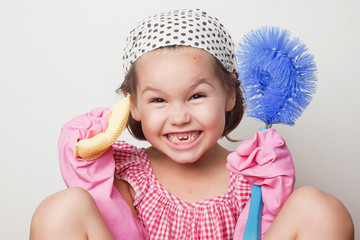 Child is ready to clean