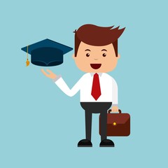 businessman with graduation hat icon vector illustration design