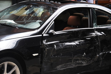 Fototapeta premium damaged car after accident