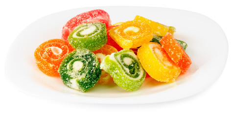 Colour sweets on plate
