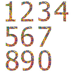 Set of colorful number in white isolated background