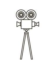 camera cinema flat line icon vector illustration design