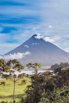 View at the volcano Arenal over lake Arenal in Costa Rica