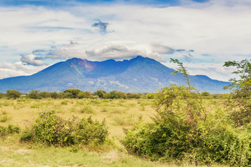 Old volcano mountain as seen from the road in Nicaragua