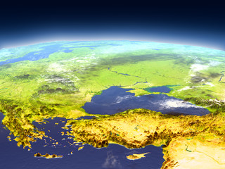 Fototapeta na wymiar Turkey and Black sea region from space
