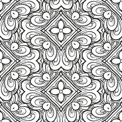 Fantasy decorative black and white seamless pattern