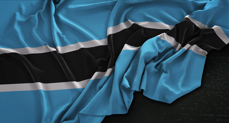 Botswana Flag Wrinkled On Dark Background 3D Render