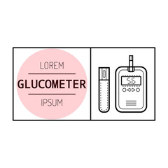 Glucose meter. Diabetes. Flat icon and object of medical equipment.