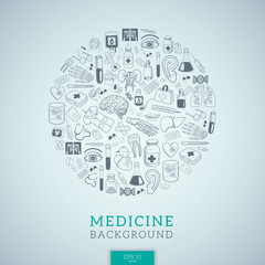 Medicine icons in round shape.