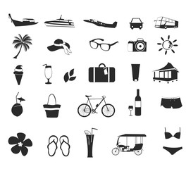 Travel and holiday icons set