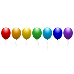 Balloons of all colors of the rainbow. Festive objects. Vector