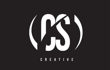 CS C S White Letter Logo Design with Black Background.